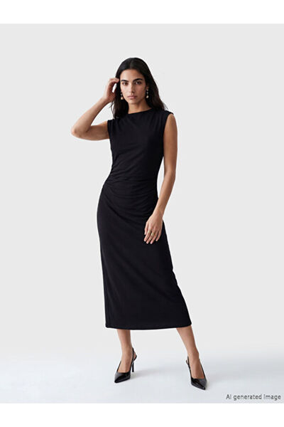 LC Waikiki Shirred Bodycon Midi Dress