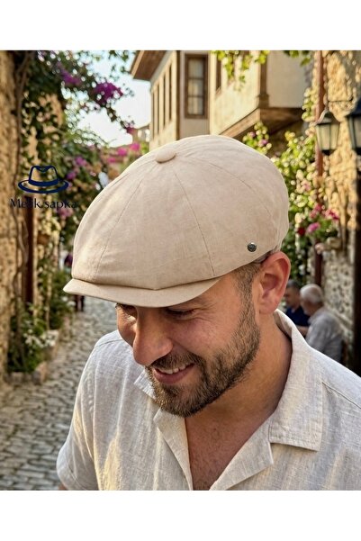 Melik şapka YAZLIK KETEN STANDART İNGİLİZ KASKET ERKEK ŞAPKA