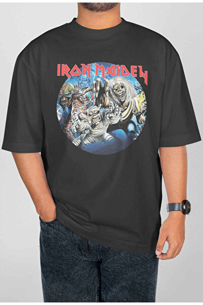 buzagi tasarım ürünleri تي شيرت Iron Maiden ذو الطباعة الرقمية كبير الحجم للج...