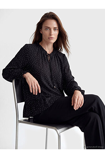 LC Waikiki Tie-Up Roba Collar Polka Dot Blouse for Style Enthusiasts from Uzg...