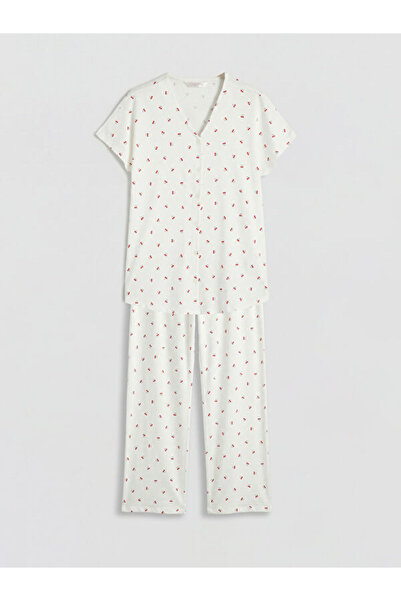 LC Waikiki V Planting Cherry Printed Maternity Pajama Set for Style Seekers f...