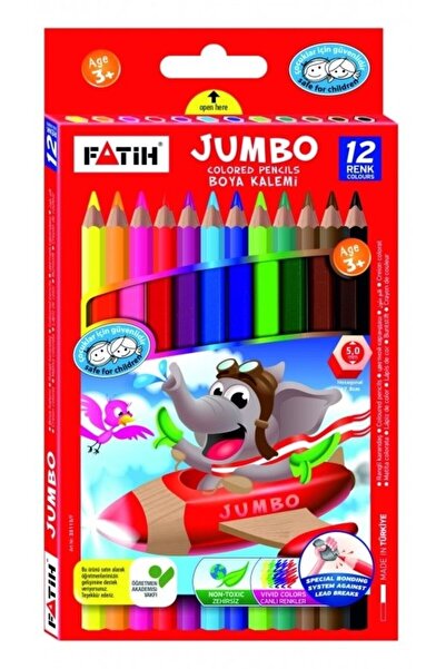 Fatih أقلام تلوين جافة ملونة جامبو بطول كامل 12 لونًا (33340)