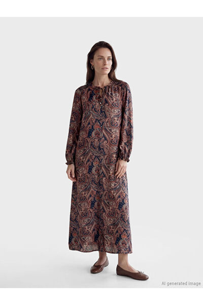 LC Waikiki Tie-Detail Roba Collar Embroidered Dress for Style Enthusiasts fro...