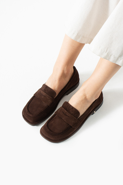 dericia shoes Charm Hakiki Deri Kahverengi Günlük Rahat Kadın Loafer Ayakkabı