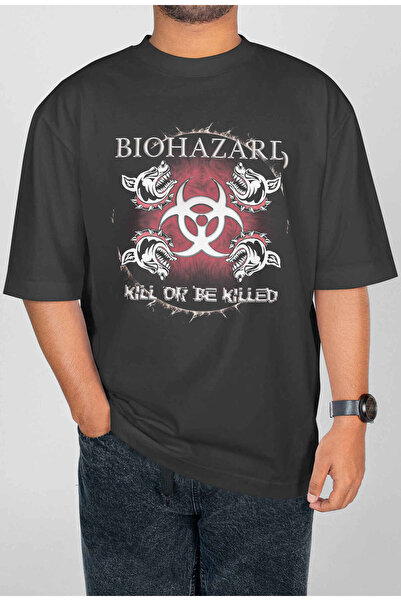 buzagi tasarım ürünleri Biohazard Digital Print Oversize Unisex T-Shirt