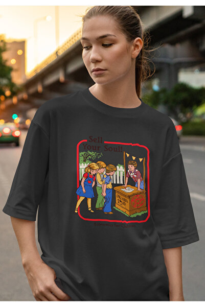 buzagi tasarım ürünleri Sell Your Soul Digital Print Oversize Unisex T-Shirt