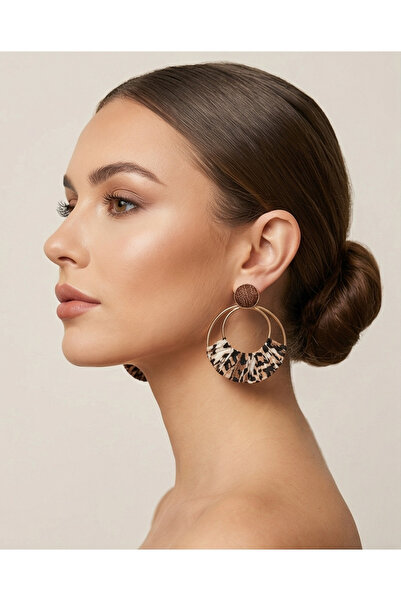 HOSBUTIK Leopard large size za earrings
