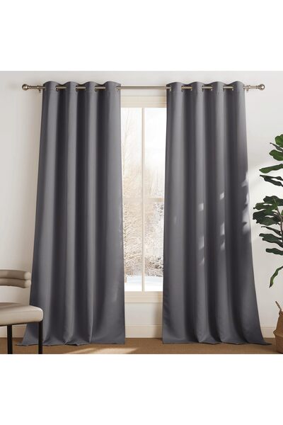 OEM Opaque curtain with eyelets, thermal protection, gray, set of 2 pcs., 245...