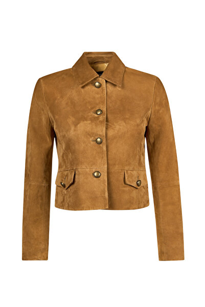 Derimod Almira Women's Camel Short Suede Leather Jacket 26Sge566810