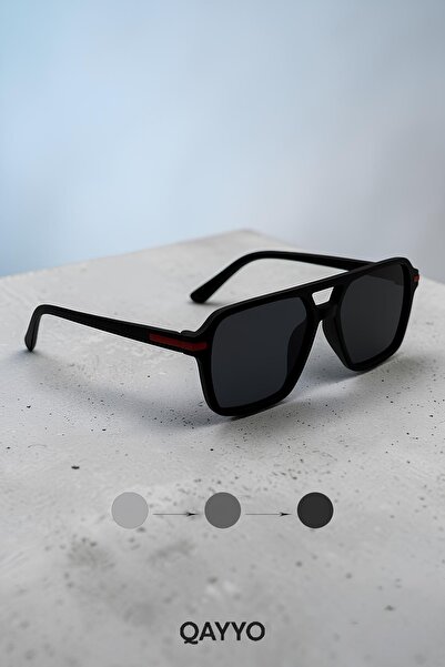 QAYYO Accessories Cleo Black Rectangular Matte Unisex Uv400 Sunglasses