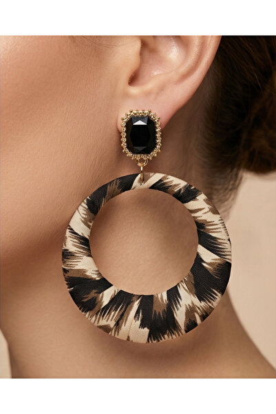 HOSBUTIK Leopard stone large size za earrings
