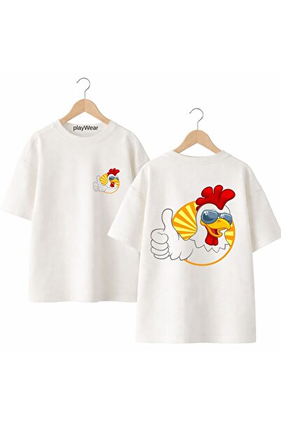 playwear تي شيرت Ok Horoz مطبوع على الظهر والصدر مصنوع من القطن بنسبة 100%، م...