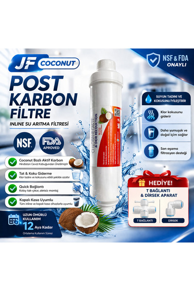 Jf inline post karbon filtre su arıtma tatlandırıcı filtre tüm cihazlar ile u...