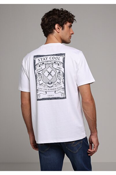 Colin's Tricou alb cu mânecă scurtă pentru bărbați, cu gât rotund, confortabil