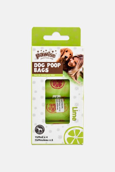 Pawise 15 Pcs Roll Dog Poop Bags, Lime Green