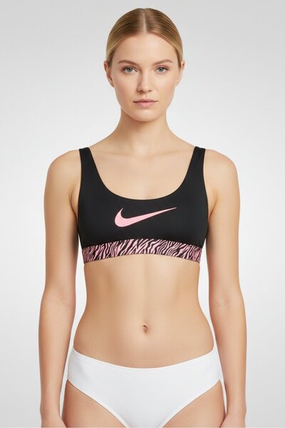 Nike Women Brand Logo Non Padded Bikini Top, Black