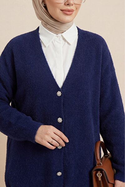 HİJABAYA Ζακέτα πλεκτή με κουμπιά μπροστά και γείσο, σε χαλαρή γραμμή