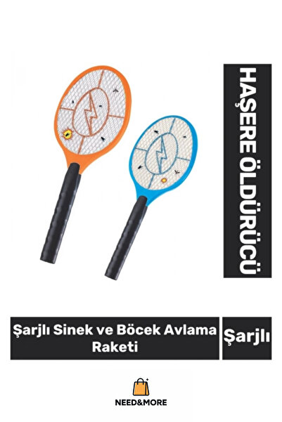 NEED&MORE #Şarjlı Elektrikli Sinek Öldürücü Raket UV Işıklı Ergonomik Saplı S...