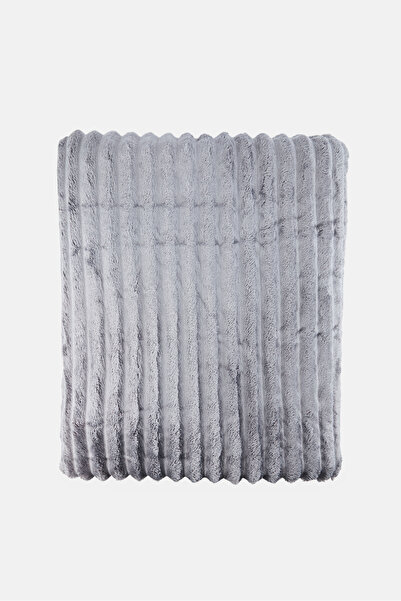 COTTON HOME Double Size Stripe Blanket, Dark Grey