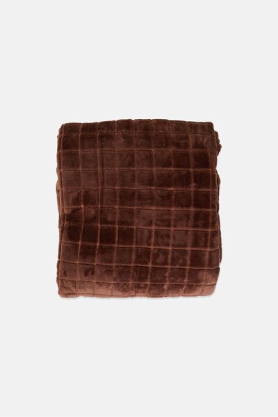 COTTON HOME Single Plushy Square Blanket, Light Coffee