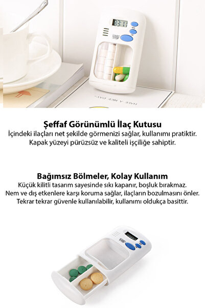 EZERE Elektronik Akıllı Zamanlayıcılı Taşınabilir Hap İlaç Kutusu - BPA İçermez