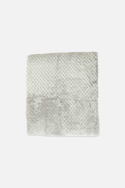 COTTON HOME Plush Plaid Blanket, Grey