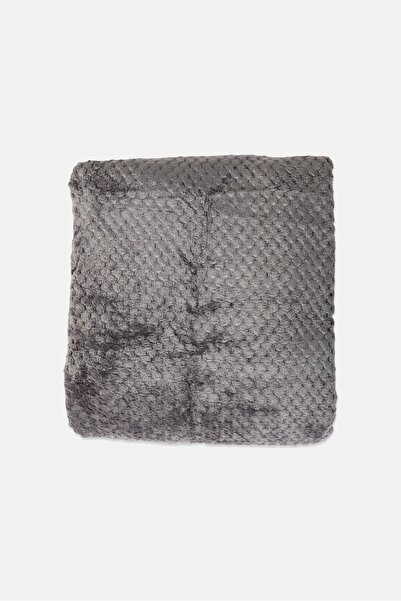 COTTON HOME Double Size Plush Plaid Blanket, Dark Grey