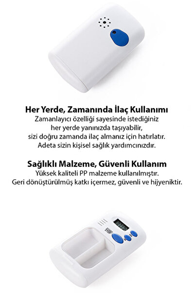 EZERE Elektronik Akıllı Zamanlayıcılı Taşınabilir Hap İlaç Kutusu - BPA İçermez