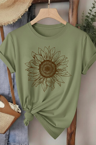 l'eivor Γυναικείο μπλουζάκι με στάμπα σε μπεζ ηλίανθο