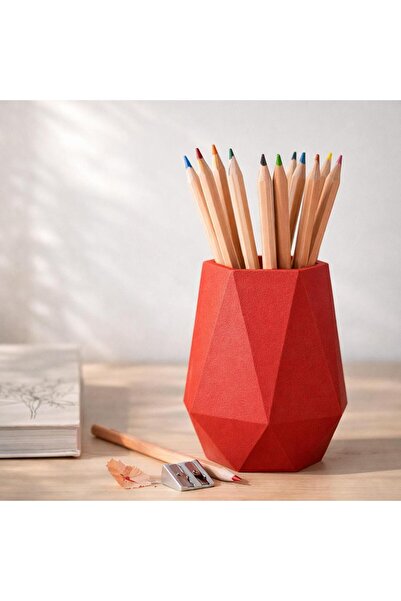 Basart Modern Geometrik Kalemlik - Dekoratif Masa Üstü Düzenleyici Ofis ve Ok...
