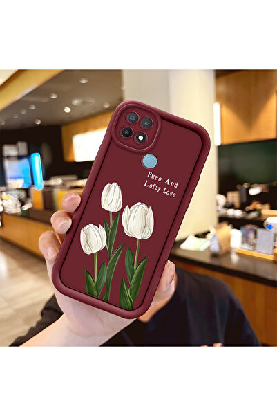ucuc Oppo A15/A15S Uyumlu Darbeye Dayanıklı Kamera Korumalı Bordo Silikon Bas...