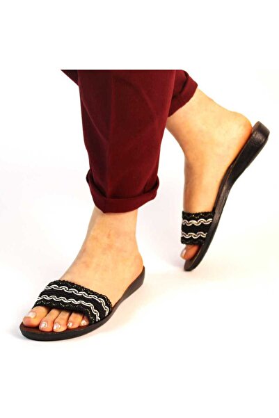 mm Women's slippers, black, with low sole PP51-BLACK