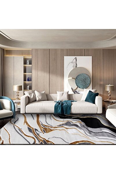 RONAS Modern Living Rug, Bedroom Rectangular Marble 0916A, 100X200 cm