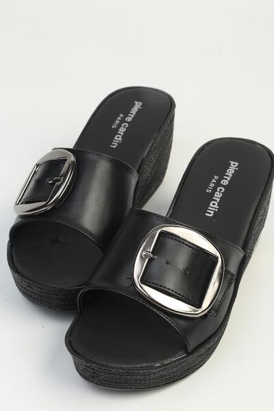 Pierre Cardin Μαύρες γυναικείες παντόφλες με τακούνι PC-7873