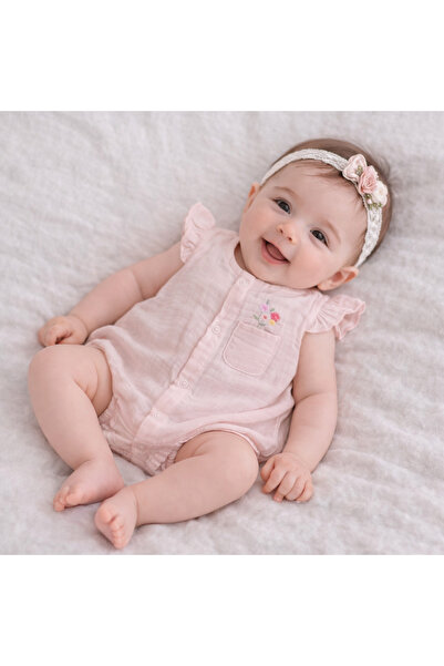 Necix's Baby Girl Summer Muslin Jumpsuit 0-6 Months 5481 5484