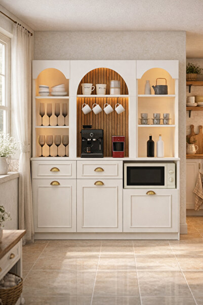 Avmpark Küba Kahve Köşesi 3K Airfry Kiler Dolabı Çok Amaçlı Bar Dolabı Led Iş...