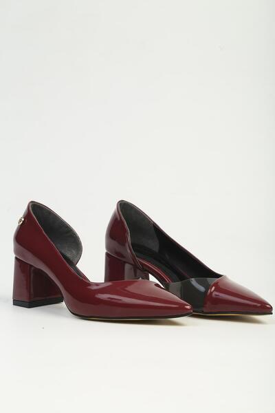 Pierre Cardin Burgundy Patent Leather Women's Heeled Shoes Pc-7823