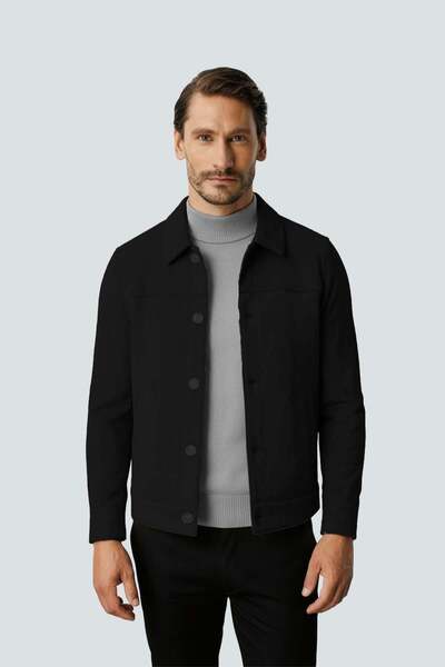 İgs Black Suede Look Men's Coat |   Modern City Style