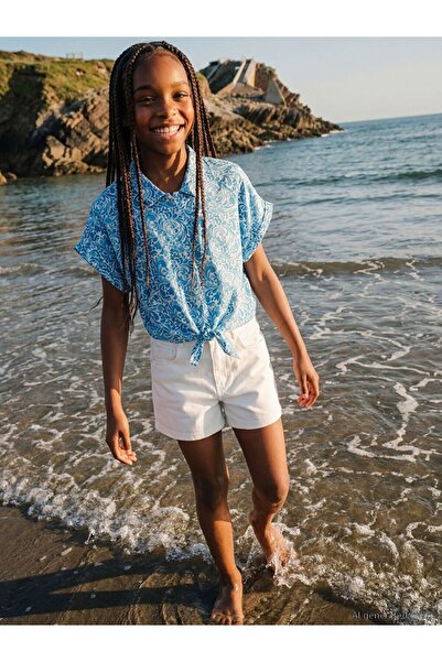 LC Waikiki Lcw Kids Ecru Patterned Girls' Shirt
