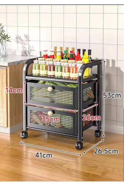 TRENDESK 2 Katlı Metal Siyah patates soğan sepeti sebze meyve sepeti sebzelik...