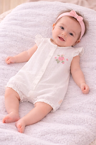 Necix's Baby Girl Summer Muslin Jumpsuit 0-6 Months 5481 5484