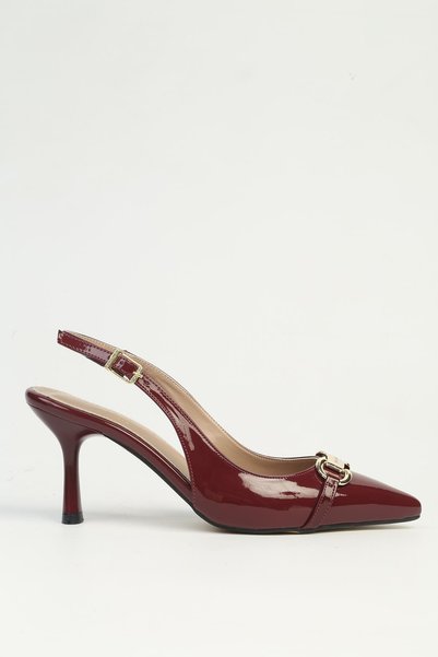 Pierre Cardin Burgundy Patent Leather Women's Heeled Shoes Pc-55774