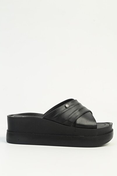 Pierre Cardin Μαύρες γυναικείες παντόφλες με τακούνι PC-7860