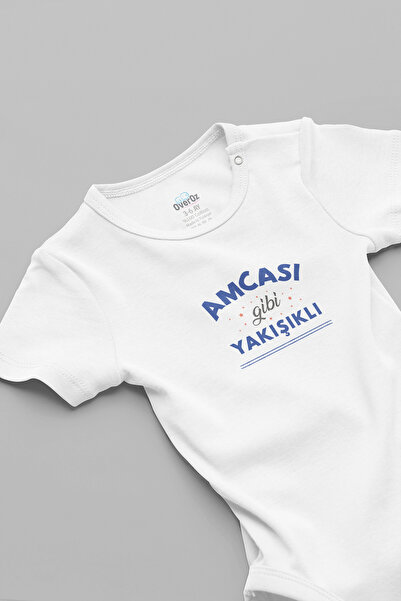Overoz Amcası Gibi Yakışıklı Yazılı Bebek Zıbın Bebek Hediyelik Dayı Amca Yaz...