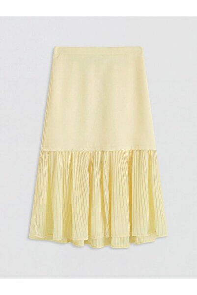LC Waikiki Lcw Kids Yellow Elastic Waist Pleated Girls' Skirt
