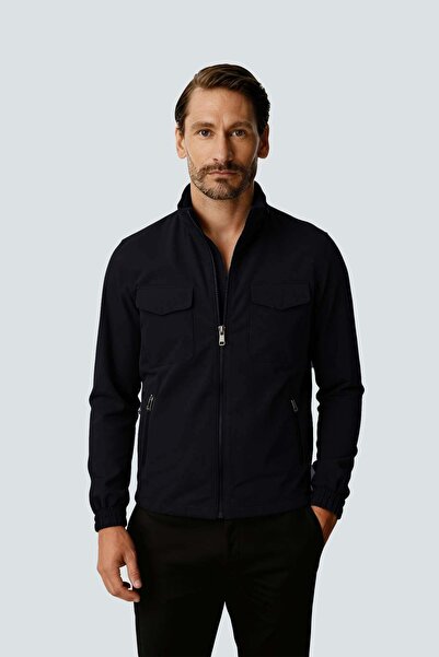 İgs Navy Blue Hooded Men's Coat – Modern Cut