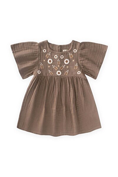 Cigit Φόρεμα με κέντημα λουλουδιών και μανίκια πεταλούδας, για ηλικίες 2-8 ετ...