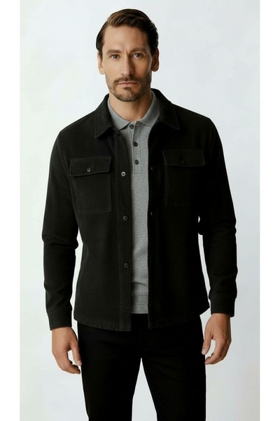 İgs Black Velvet Men's Coat – Modern Lightweight Seasonal Coat