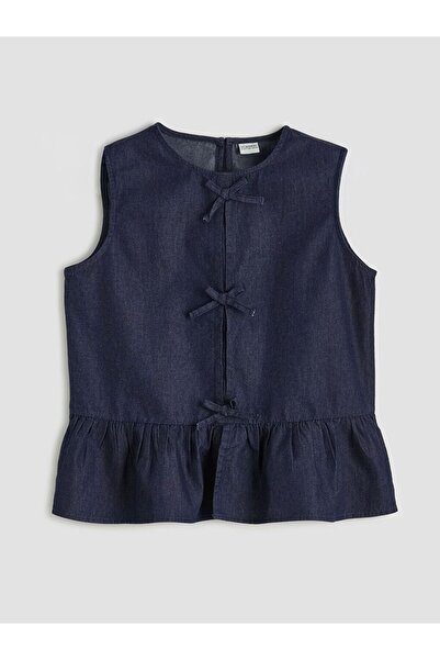 LC Waikiki LCW Παιδική Μπλούζα Τζιν για Κορίτσια με Φιόγκο και Λεπτομέρειες μ...