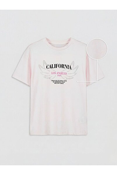 LC Waikiki Tricou pentru fete LCW Kids cu imprimeu California și pietre